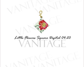 Peyote stitch ideas - digital download red flower earrings - pdf jewelry tutorial