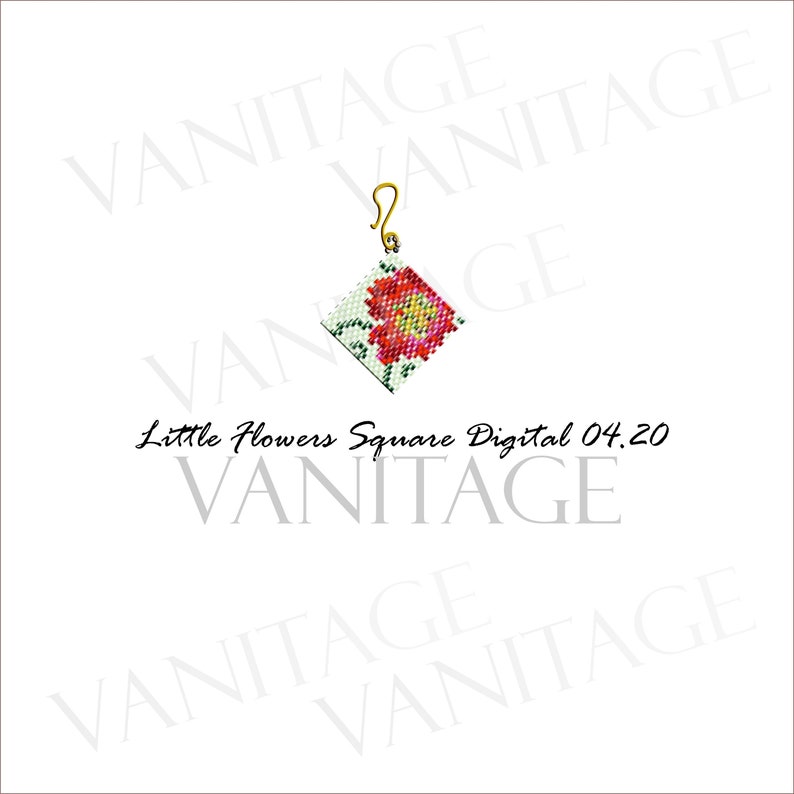 Peyote stitch ideas digital download red flower earrings pdf jewelry tutorial image 1