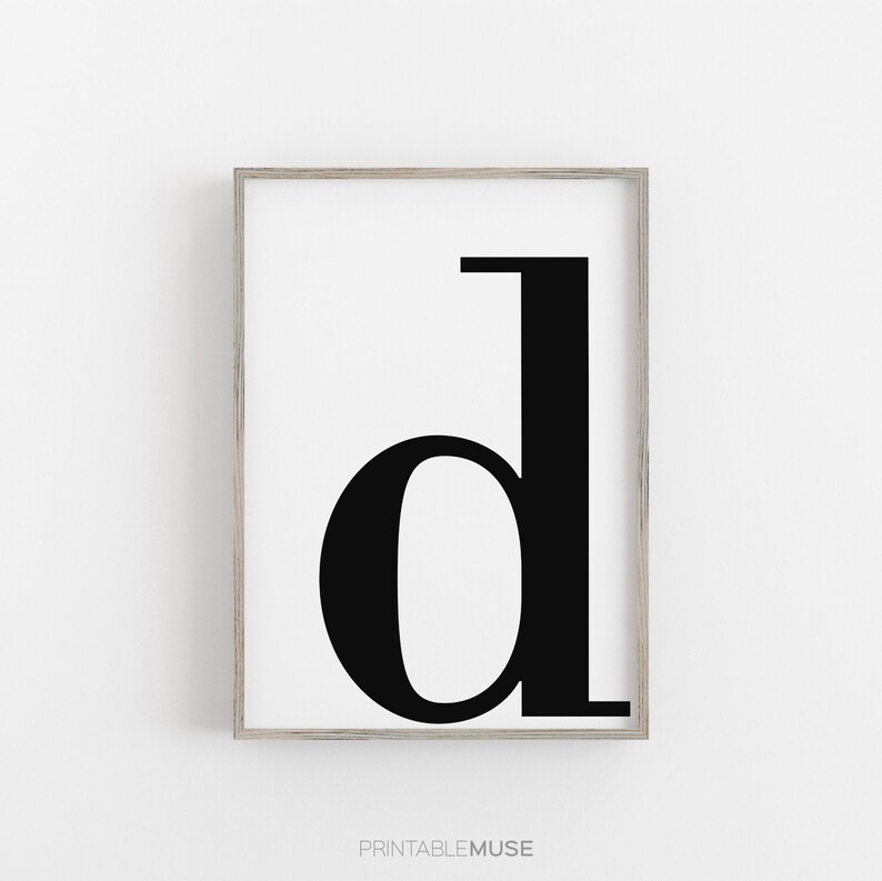 Letter D Printable Initial Single Minimalist Letter Wall Art Etsy