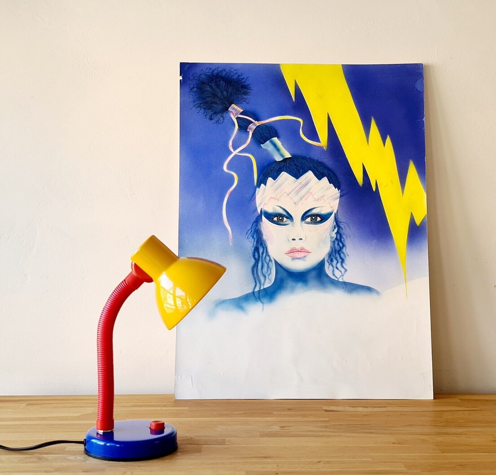 VINTAGE BRILLIANT Postmodern Table Lamp - Primary Color Lamp - 80s Era - Memphis Sottsass