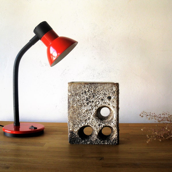 VINTAGE - Schöne Tischleuchte/Lampe - Original 60/70er, 42 cm hoch, rot/schwarz - Table Lamp