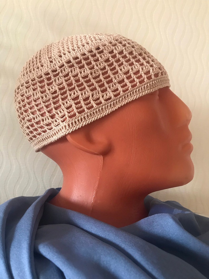 Men kufi hat White kufi Knitted cap Hand crocheted cap Skull Etsy