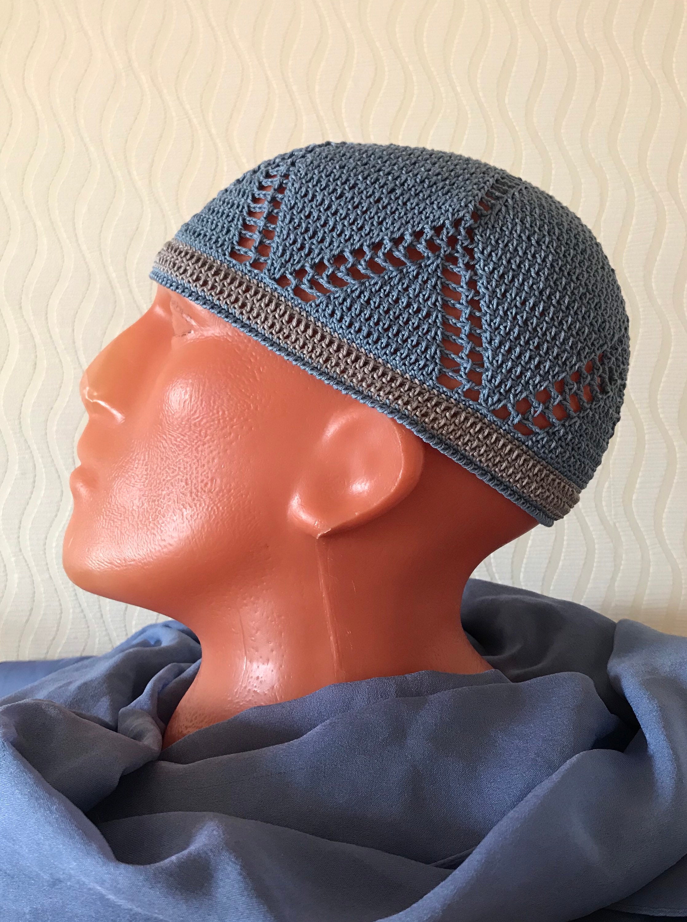 Crochet hat men skull cap hat mens summer hat straw hat Etsy