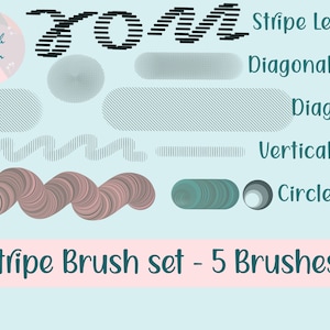 Stripes 5 Brush set. Procreate Stripe brushes. Best Procreate Stripe Brushes.