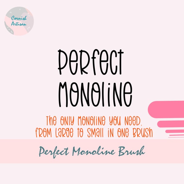 PERFECT MONOLINE Procreate lettering Brush. Thick Large and Thin Small - all in one brush!