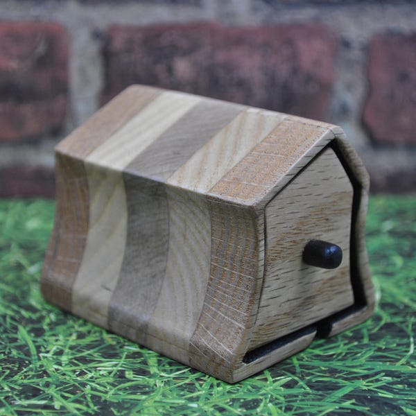 Unique Keepsake Box - Sculpted Ash & Oak Poplar Wood Decoration Jewelry Ring Earrings Display Cute Love