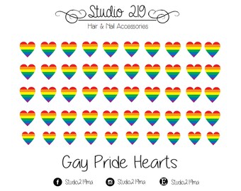Gay Pride Heart Waterslide Nail Decals