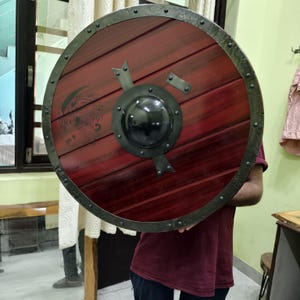Handcrafted Wooden Shield, Metal Battle Shield, LARP Ready Cosplay Shield, Viking Roleplay Shield, Combat Ready Shield, Reenactment Shield,