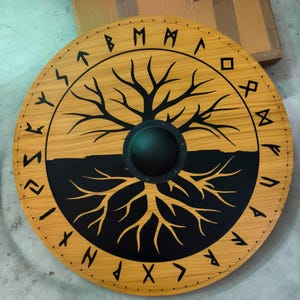 Handcrafted Viking Wooden Shield, Battle-Worn Warrior Shield, Battle Ready Shield for Decor, Medieval Norse Shield Historical LARP Shield