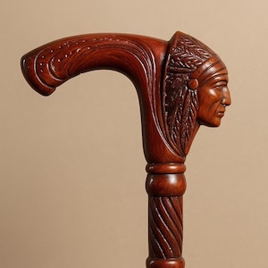 Handmade Wooden Shaman Walking Stick, Carved Artisan Cane, Unique Hiking Stick, Ritual Walking Cane, Spiritual Walking Stick, Hiking Cane