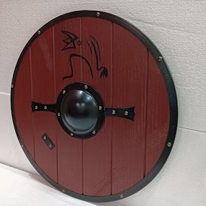 Handicraft Wooden Viking Shield, Battle Ready Viking Shield, Warrior Shield for Cosplay, Medieval Wooden Shield, Norse  LARP Viking Shield