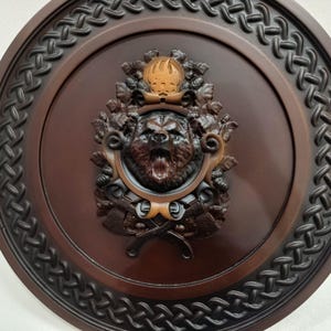 Black Handcrafted Viking Wooden Shield, Battle Ready Warrior Shield for Roleplay and LARP, Authentic Medieval Norse Armor Replica Shield