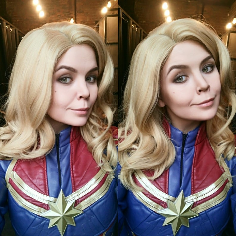 Captain Marvel cosplay lace front wig Etsy