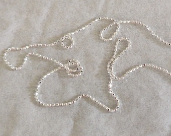 Diamond Cut Bead Chain (Necklace, Anklet) -- Sterling Silver -- 1.2mm -- Available in Lengths 9" to 30" -- MADE IN ITALY