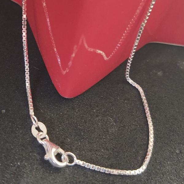 Box Chain Anklet -- 12" Length (1.2mm Width) -- Sterling Silver -- MADE IN ITALY