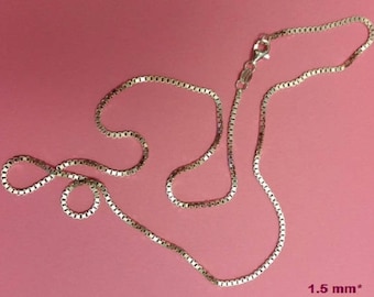 Box Necklace Chain -- Sterling Silver -- Available in Lengths 9" to 30" -- MADE IN ITALY