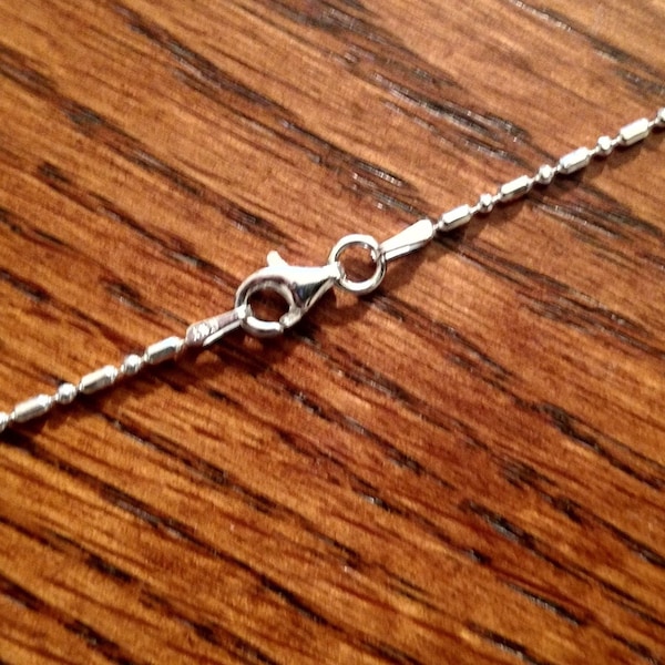 Bar & Bead Necklace Chain -- 18 Inch* Length -- 1.5mm* Width -- Sterling Silver -- MADE IN ITALY