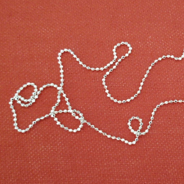 Diamond Cut Bead Chain (Necklace, Anklet) -- Sterling Silver -- 1.5mm -- Available in Lengths 9" to 36" -- MADE IN ITALY