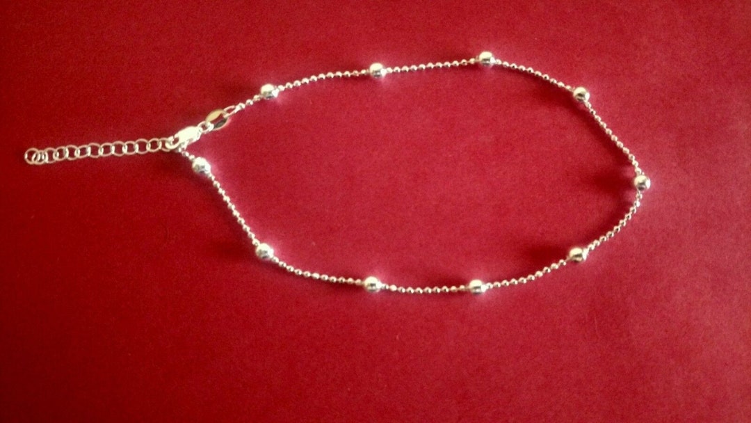 Sterling Silver Bead Anklet