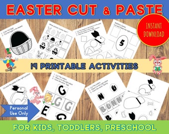 Easter Cut & Paste Activities Cutting Activity, Scissor Control Skills, Scissor Practice Cutting Book, Printable Scissor Practice