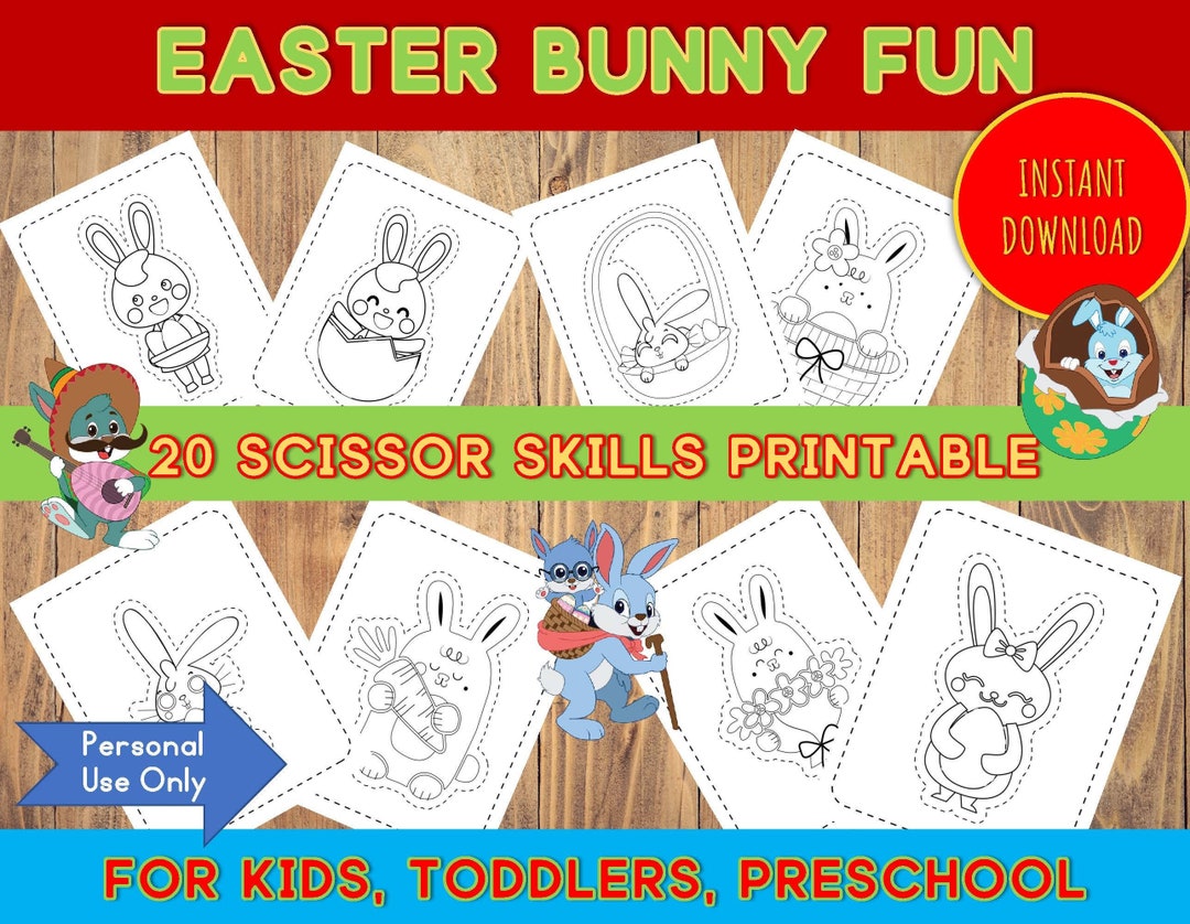 Easter Bunny Fun Scissor Skills, Cutting Activity, Scissor Control ...