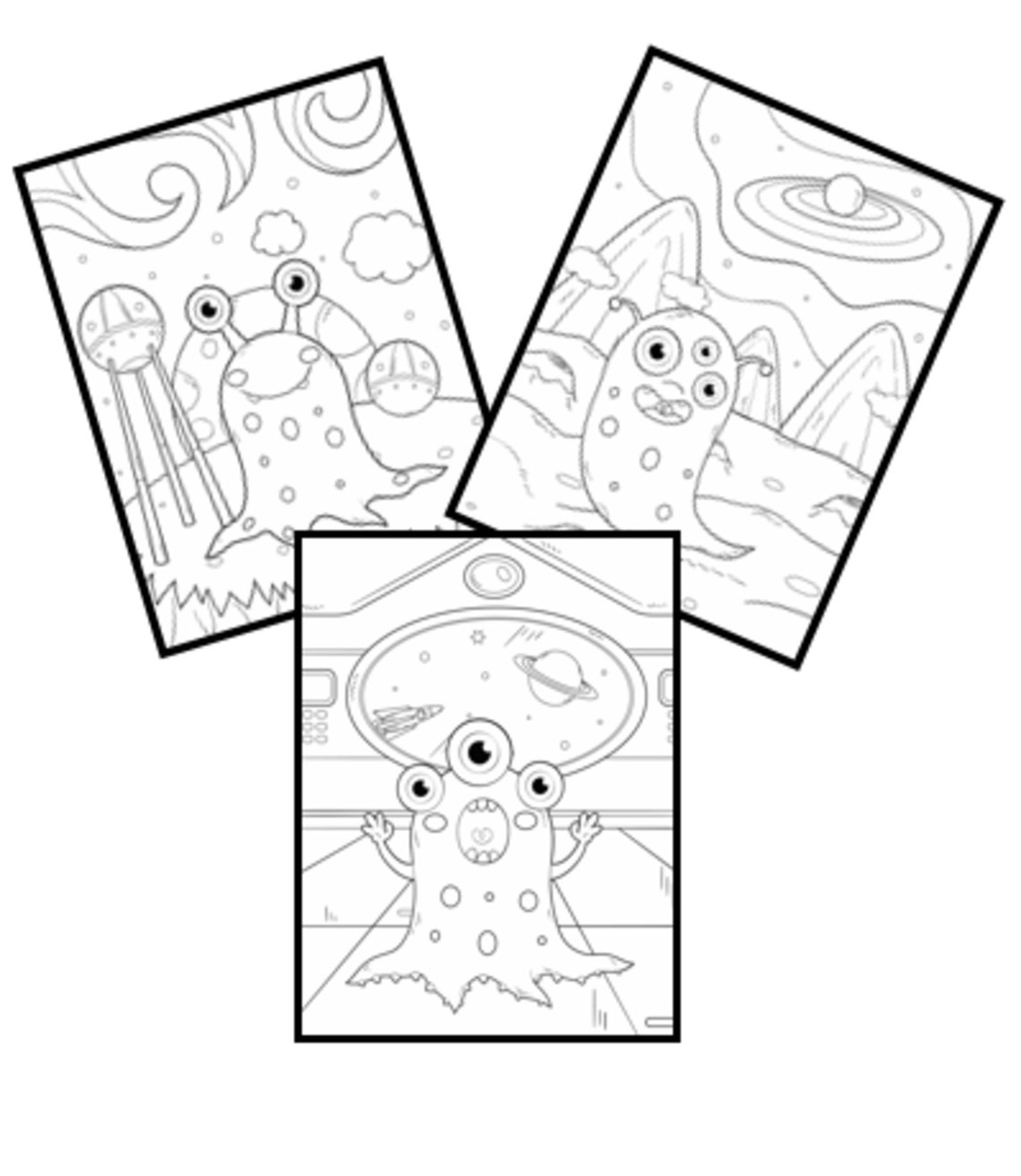 Funny Space Aliens Coloring Pages for Kids Printables - Etsy