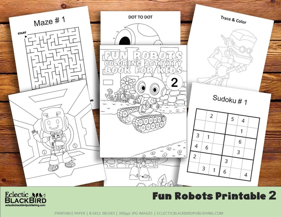 Fun Robots Coloring Activity Book 2 for Kids, Kindergarten Activity ...