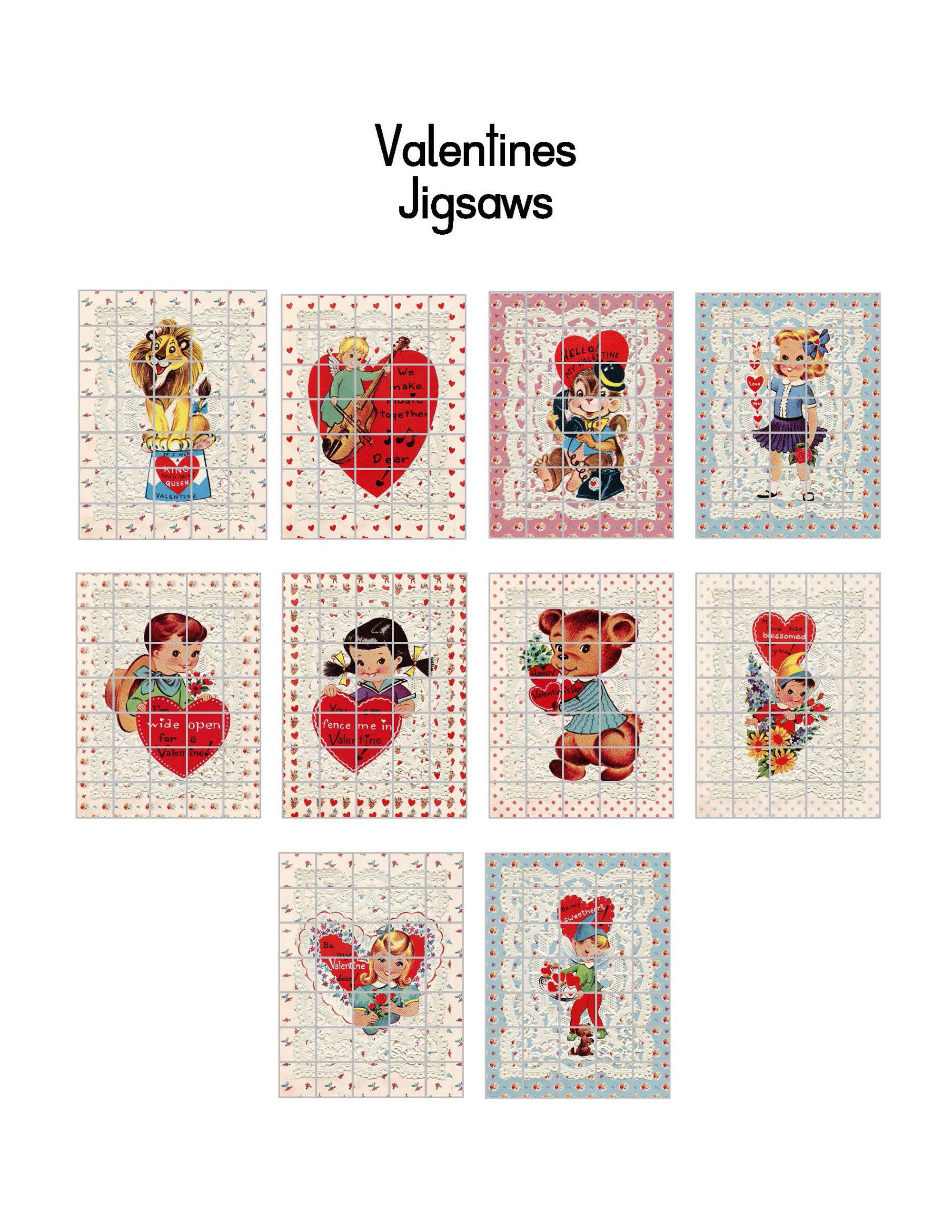 diy printable jigsaw puzzles 10 puzzles kids vintage etsy