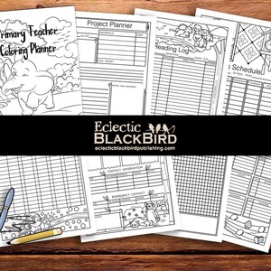 Instant Download Primary Teacher Coloring Planner, Teacher Scheduler Checklists, Primary Teacher School Planner, Activity Teacher Records