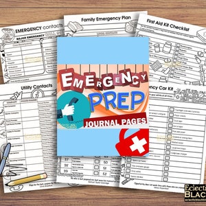Instant Download B/W Emergency Preparation Journal Pages, Guides And Kits For Emergency Situation, Emergency Contact Numbers And Information