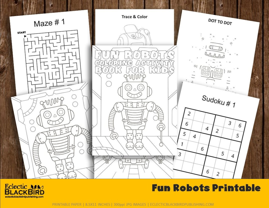 Fun Robots Coloring Activity Book for Kids, Kindergarten Activity ...