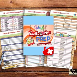 Pages de journal de préparation d&#39;urgence colorées ultimes, guides et kits pour les situations d&#39;urgence, numéros de téléphone d&#39;urgence et informations