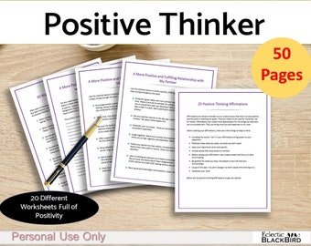Positive Thinker | Positivity Worksheets | Be Positive And Productive | Always Be Grateful | Printable PDF Template