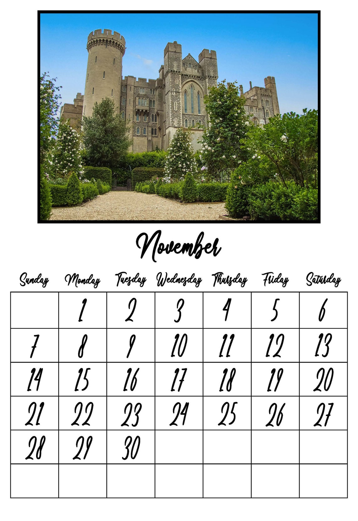 2021 Castles Calendar Printable PDF digital download Etsy