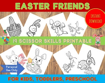 Easter Friends Cutting Activity, Scissor Control Skills, Scissor Practice Cutting Book, Printable Scissor Practice