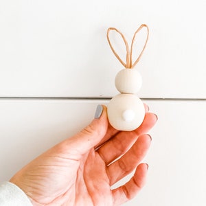 Beaded Bunny | Easter Bunny | Wooden Bead Decor | Spring Decorations | Boho Easter | Farmhouse Decor