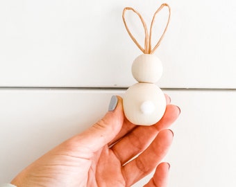 Beaded Bunny | Easter Bunny | Wooden Bead Decor | Spring Decorations | Boho Easter | Farmhouse Decor