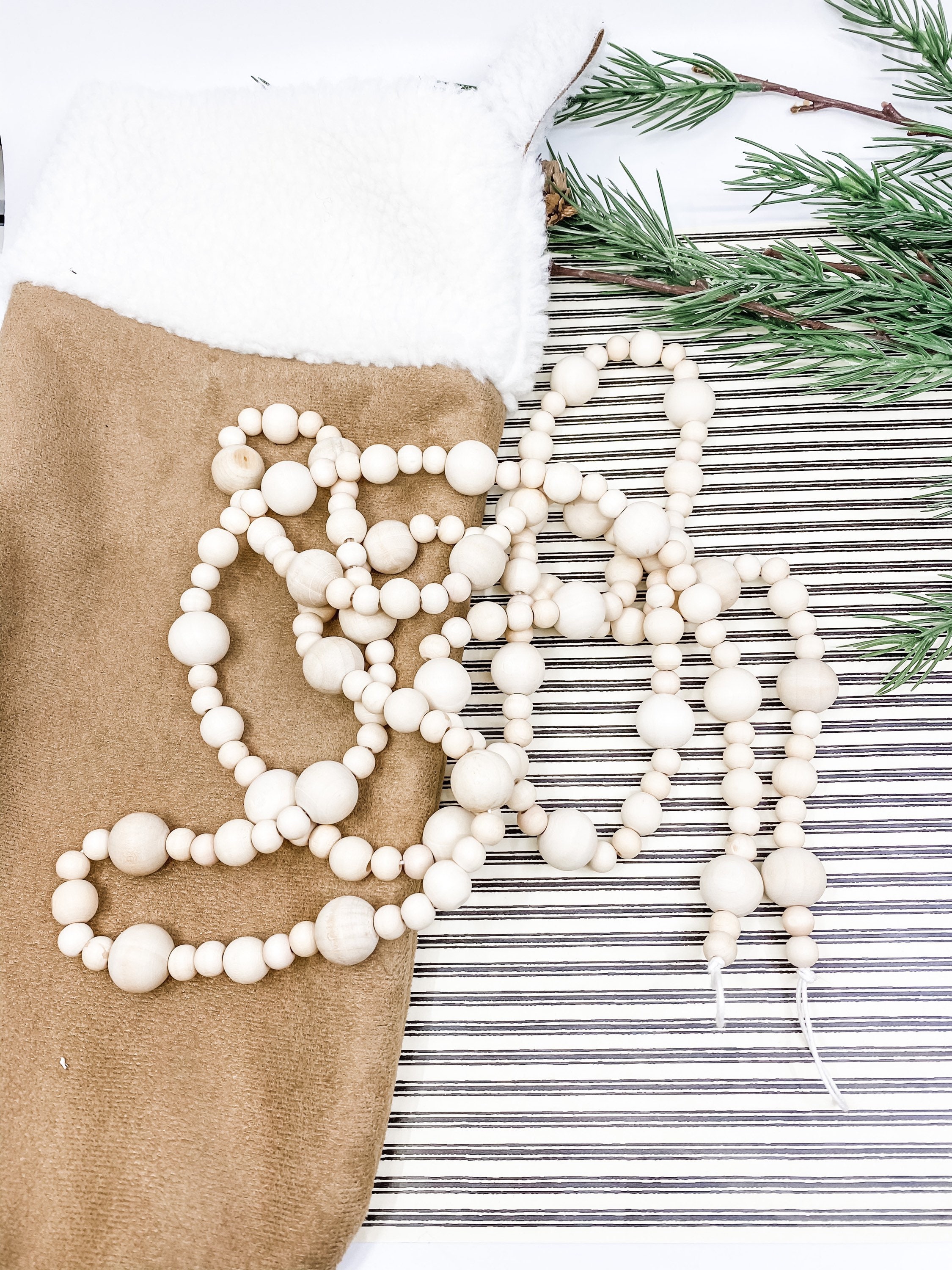 9 Foot Natural Wood Bead Christmas Garland