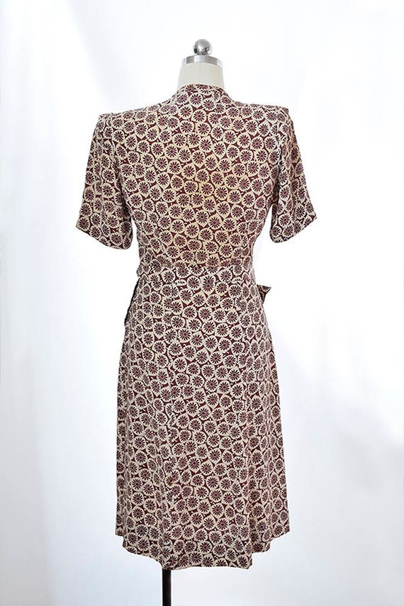 Vintage 1940s dress, Floral Vintage dress, Draped… - image 3