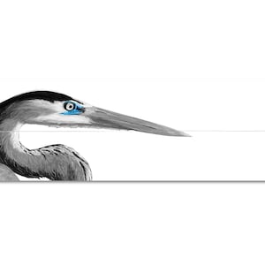 Heron | Printed on Wood | Coastal Wall Decor | Black & White | Home Decor | Living room art | Ocean art | Nautical print