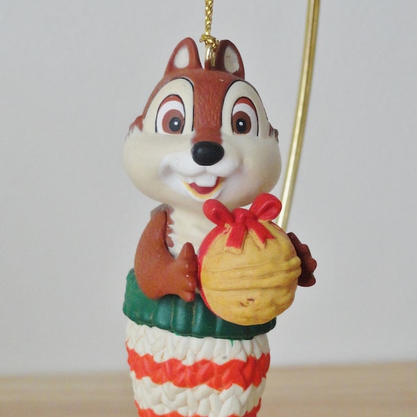 Disney Chip Collectible Vintage Christmas Tree Ornament Red White Green Mitten Stocking Nuts Gift Dale Holiday Santa Keepsake Present Walnut