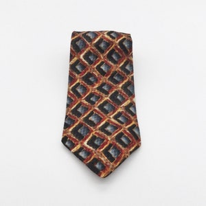 Vintage Miles Davis Silk Necktie: Art Deco Diamond Pattern