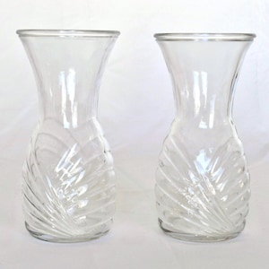 Set of Two Matching Clear Glass Vintage Vases