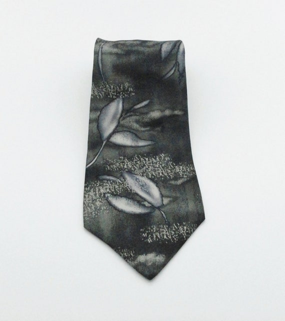 Vintage 1990's Barrington Black and Gray Leaf Pat… - image 8