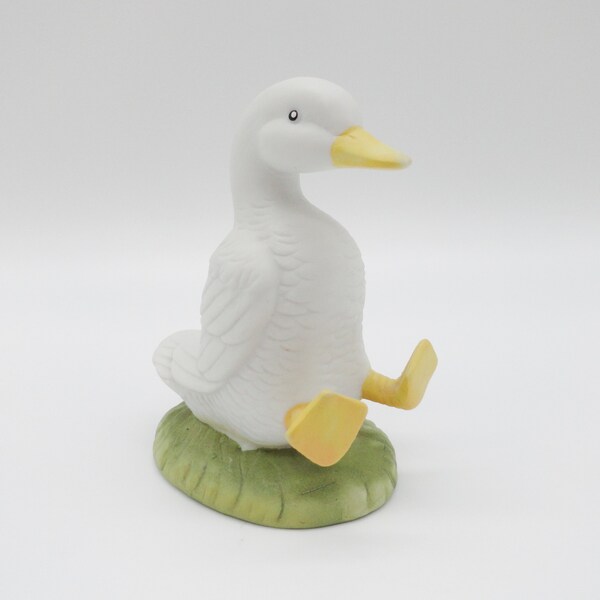 Unique Little Porcelain Ceramic Duck, Sitting In The Grass, Small Vintage Figurine, Farmhouse Country Decor, Collectible, Gift, Knick Knack