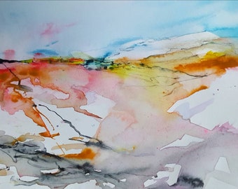 Watercolor painting, by Lynn Ede, original art, artwork. On paper, unframed. Minimalist, style of watercolour.