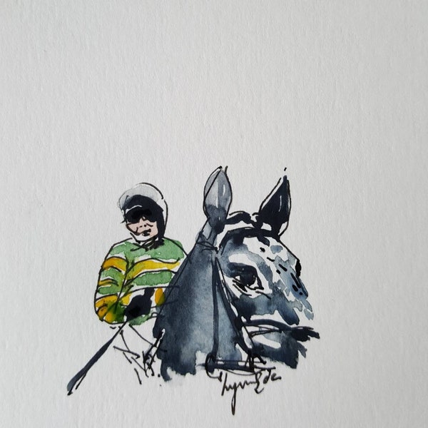 Cheltenham, sport, races, Geraghty, watercolour, painting, illustration, cheltenham, fun, gift, home, decor, art, horses, painswick