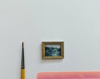 Dollhouse, furniture, miniature,art, free shipping, dollhouse, landscape, painting, pictures, small painting, dollshouse art, artwork, mini,