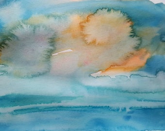 gift, idea, sea, picture, Original, watercolour, seascape, painting, Lynn, Ede, unframed. Seaside, holidays, vacation, Unique, gift, art,