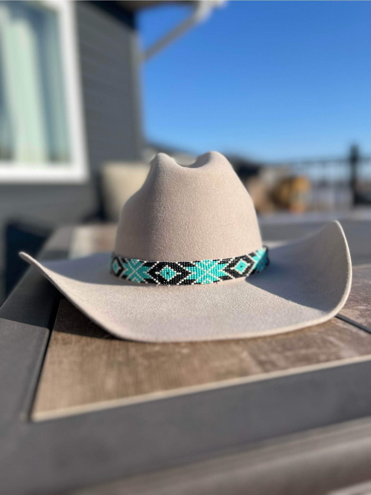 Aztec Embroidered Hat Band, Black